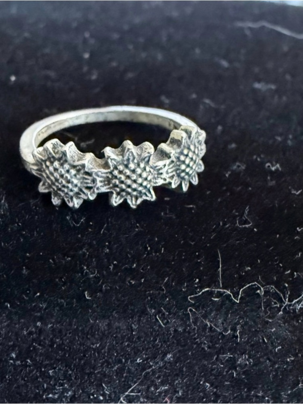 Triple Sunflower Silver-Tone Ring for Women